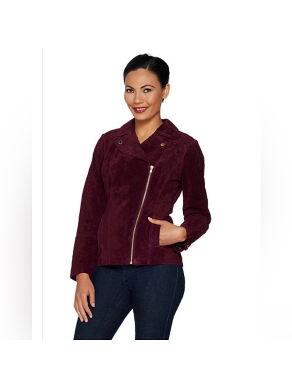 Wine/Raspberry/ burgundy Suede Moto Jacket